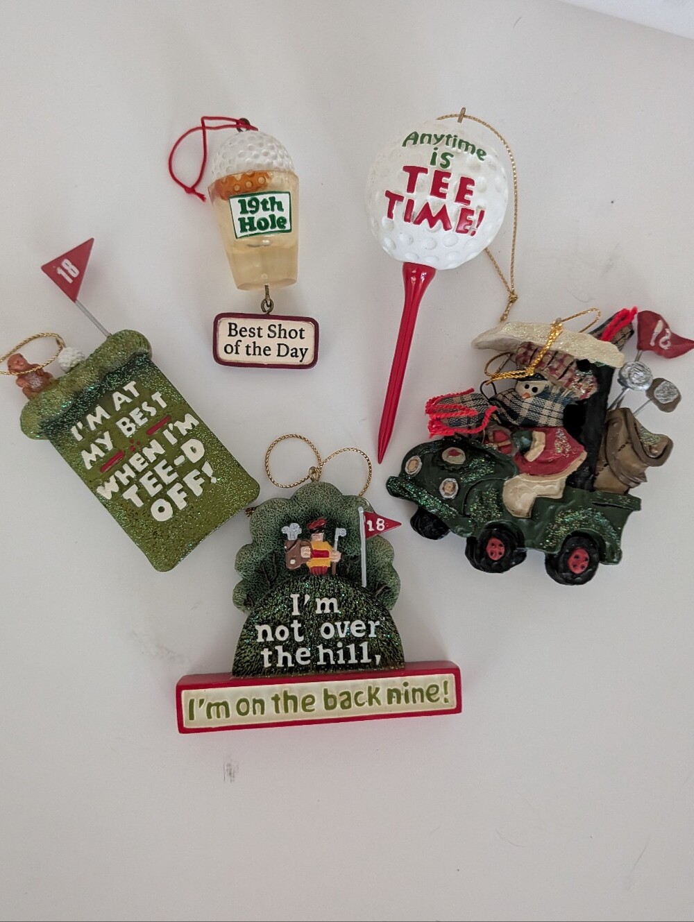 Set Of 5 Golf-Themed Ornaments